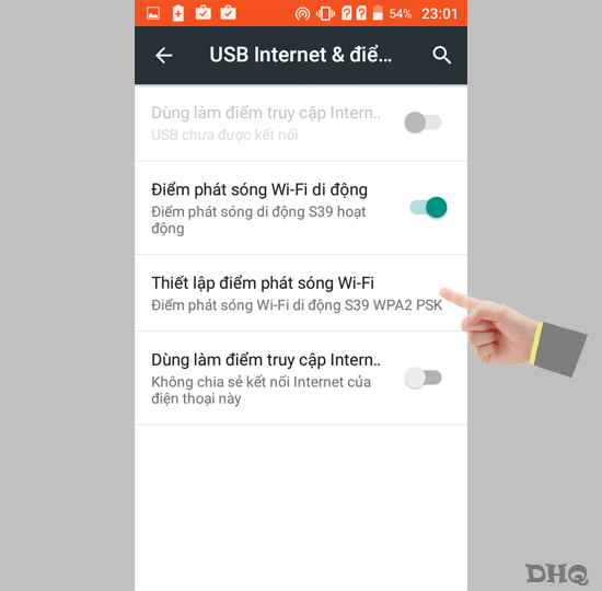 Chọn thiết lập điểm phát sóng